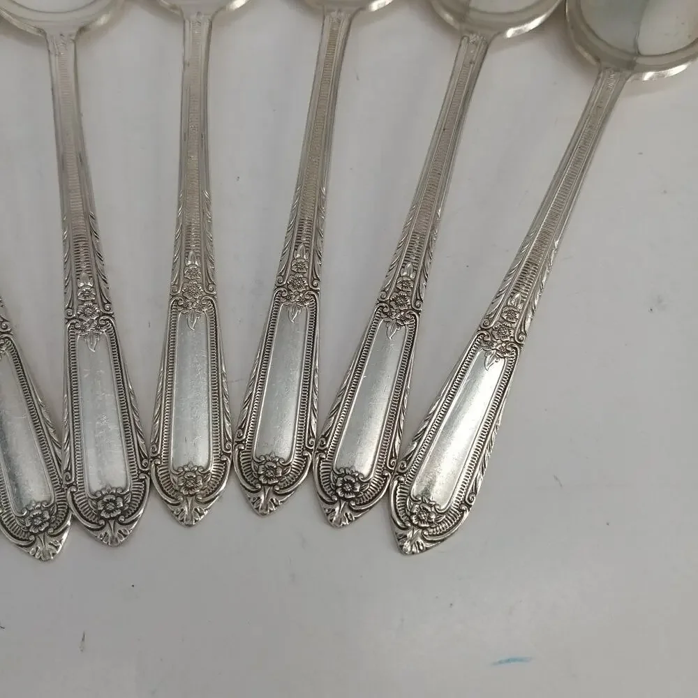 8X Tbsp 1937 Rogers Silverplate Cotillion Collection Oval Table Spoons